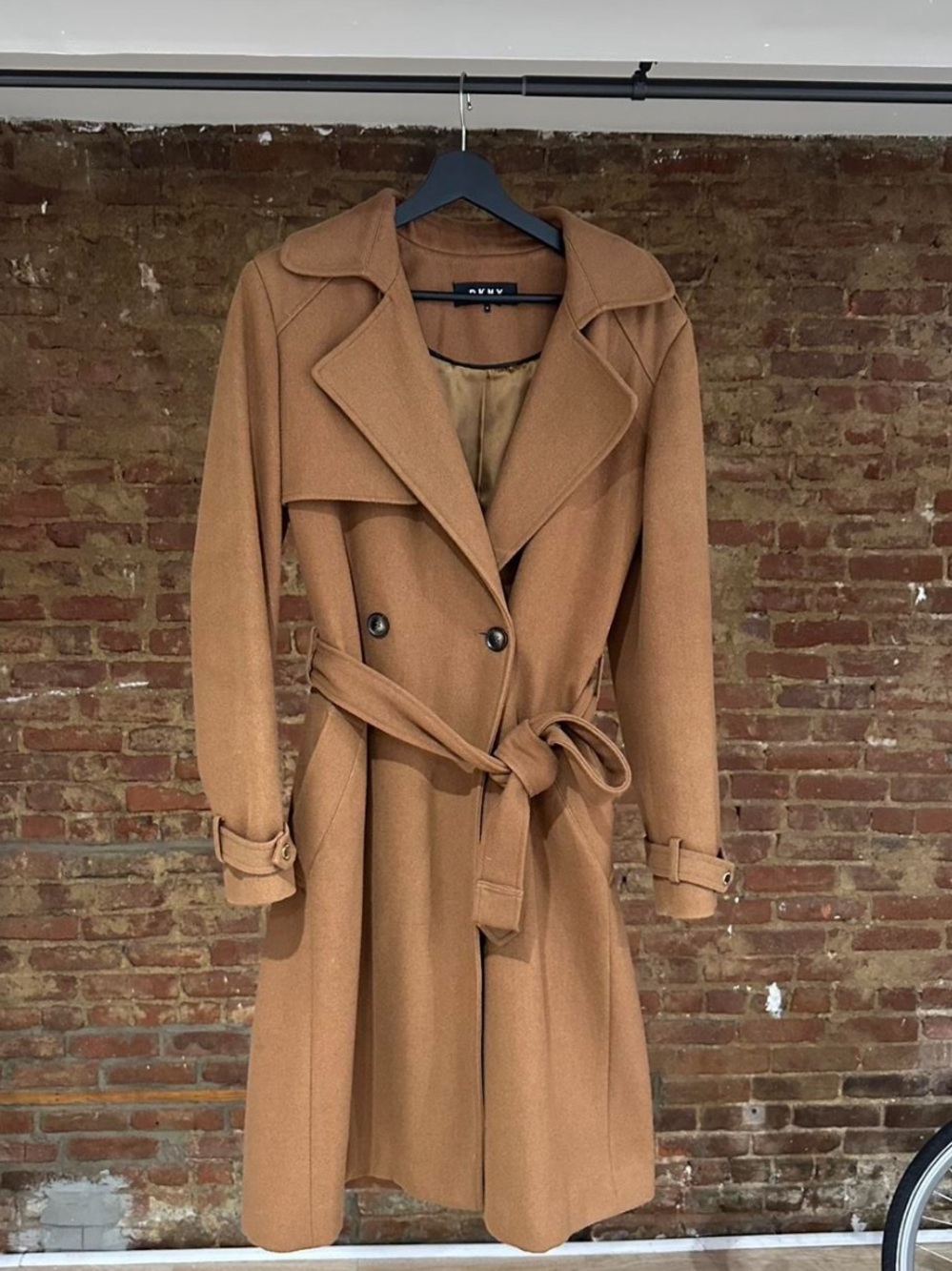 DKNY Camel Belted Wool Trench Coat - Women